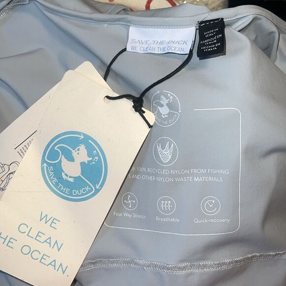 SAVE THE DUCK Light Grey Kathrine Rain Jacket Windbreaker-M NWT! - Picture 8 of 11